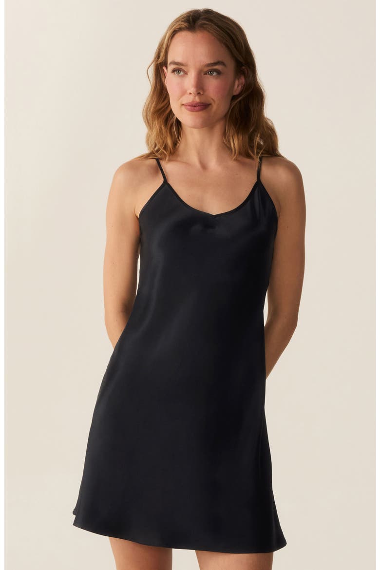 Bijou Silk Slip Nightgown, Alternate, color, BLACK