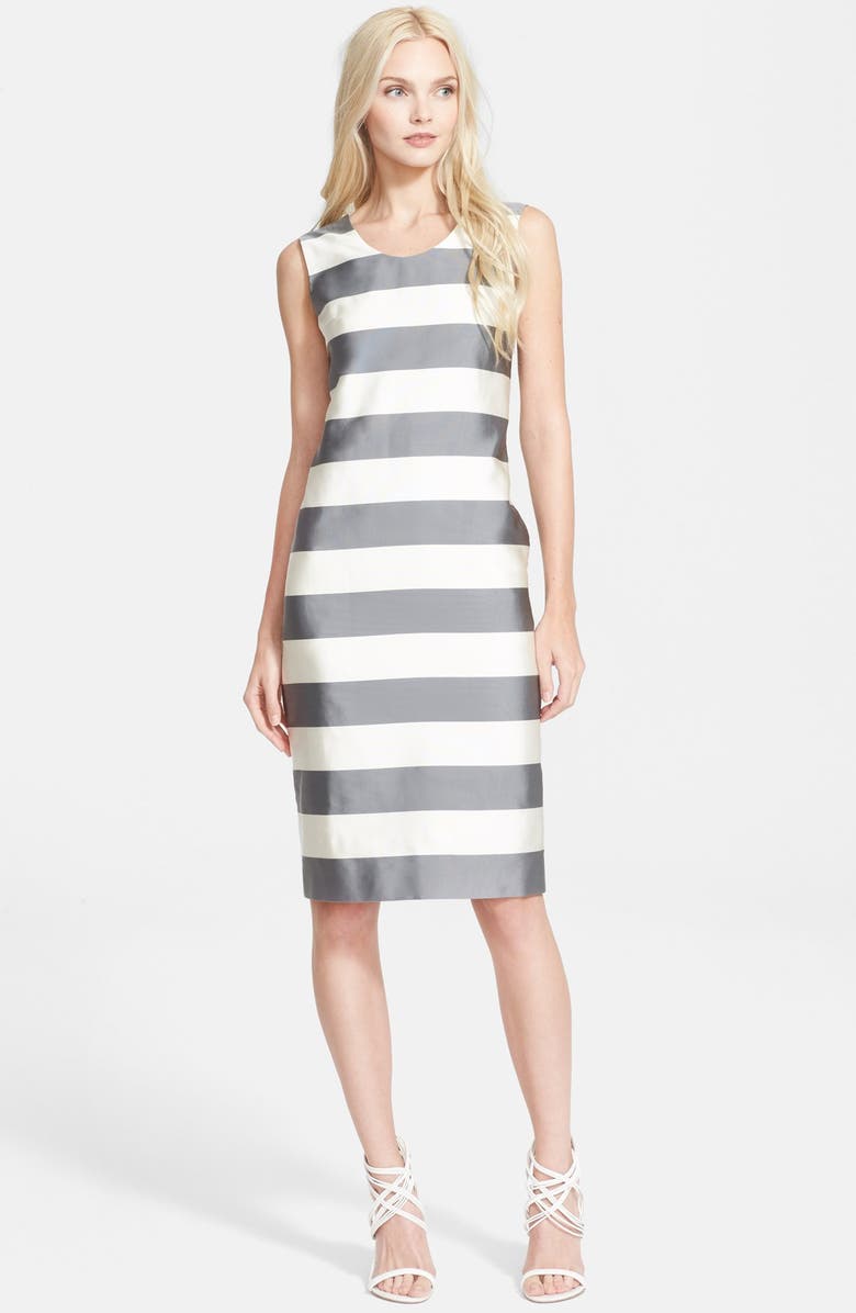 Burberry London 'Eloise' Stripe Mulberry Silk & Cotton Dress, Main, color,