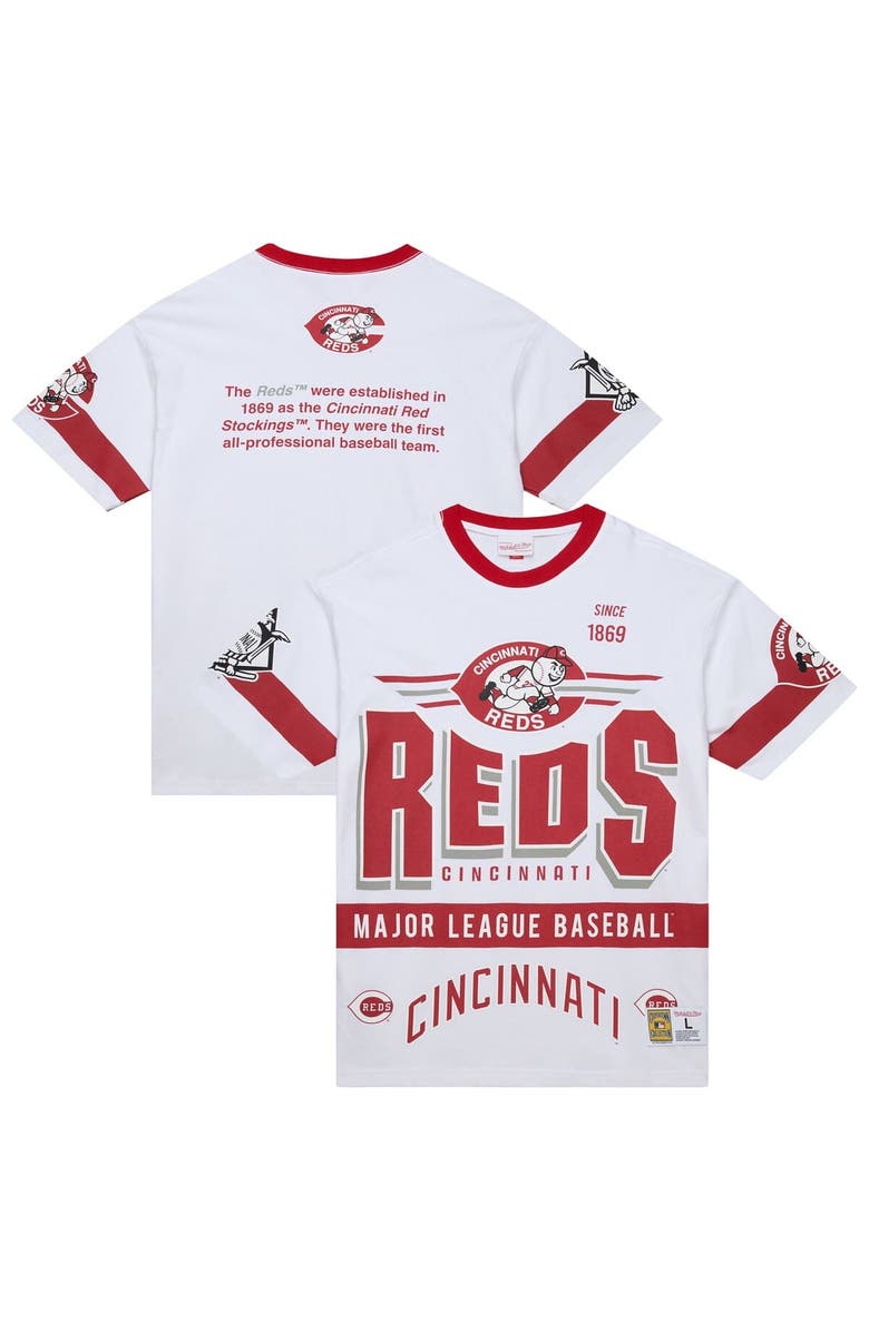 Mitchell & Ness Men's Mitchell & Ness White Cincinnati Reds Cooperstown Collection Team Origins Premium T-Shirt, Main, color, 