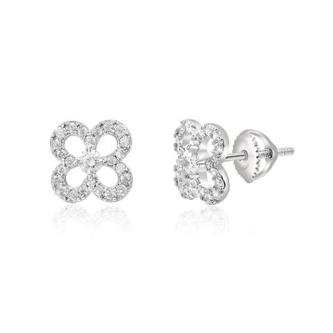 Sterling Silver Pave Earrings