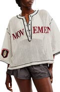 Free People FP Movement Camp Out Embroidered Open Stitch Top