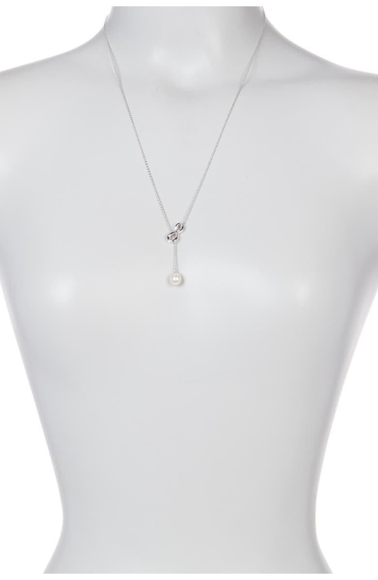 SPLENDID PEARLS 7.5-8mm White Freshwater Pearl Infinity Lariat Necklace, Alternate, color,