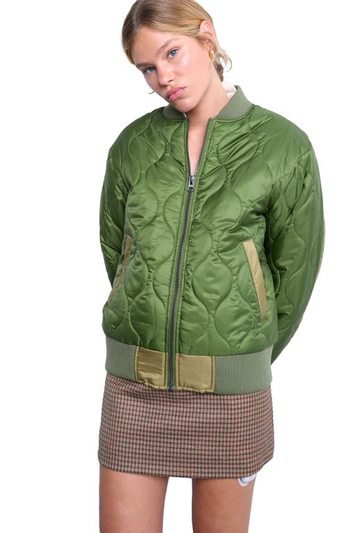 Topshop Colorblock Quilted Bomber Jacket In Animal Print