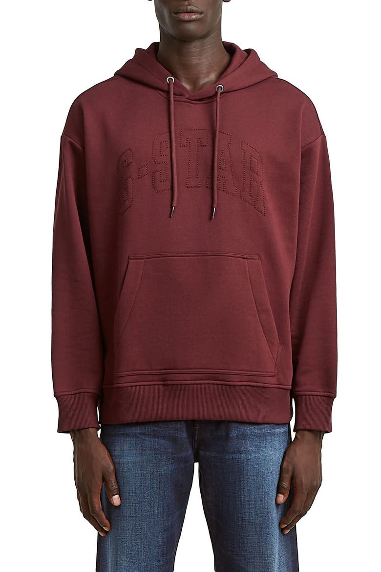 Embroidered Heavyweight Fleece Hoodie, Main, color, PORT RED
