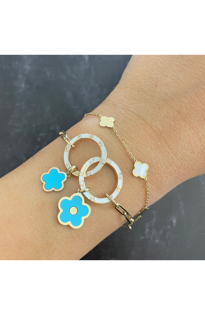 The Lovery Fine Jewelry Turquoise Flower Charm, Alternate, color, Turquoise