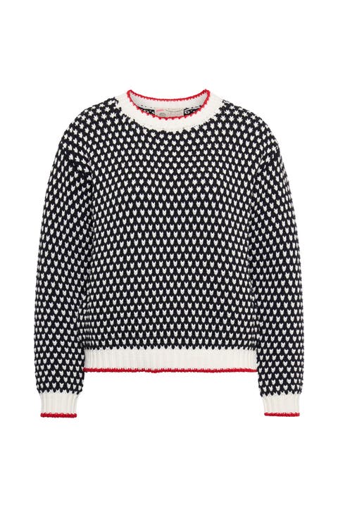 Black/White Pullover With Contrast Hem