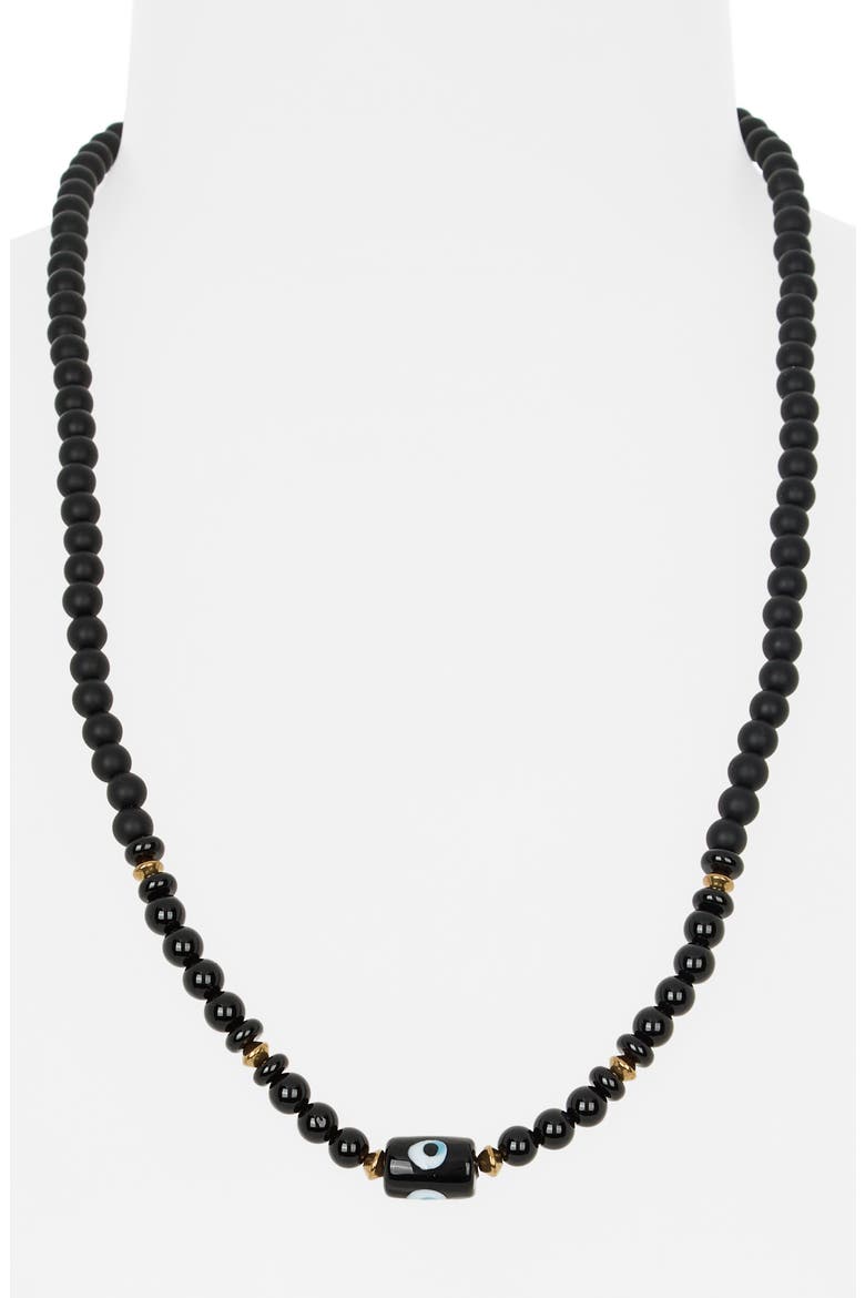 Evil Eye Beaded Necklace, Alternate, color, BLACK ONYX