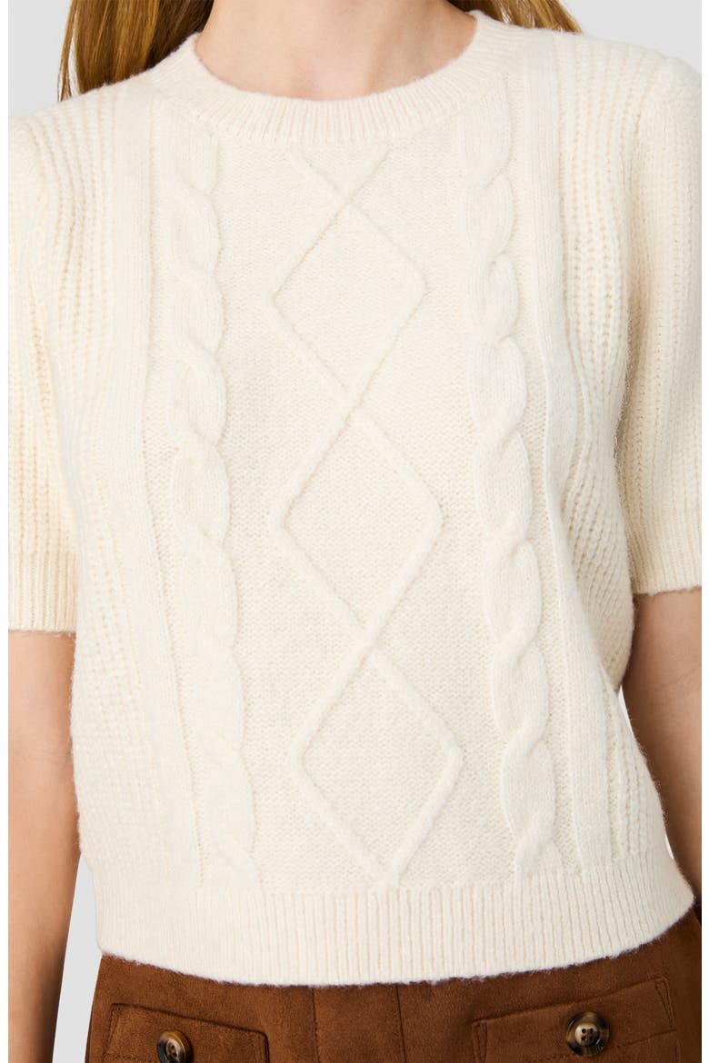 Wesley Puff Sleeve Cable Knit Sweater, Alternate, color, PORCELAIN CREAM