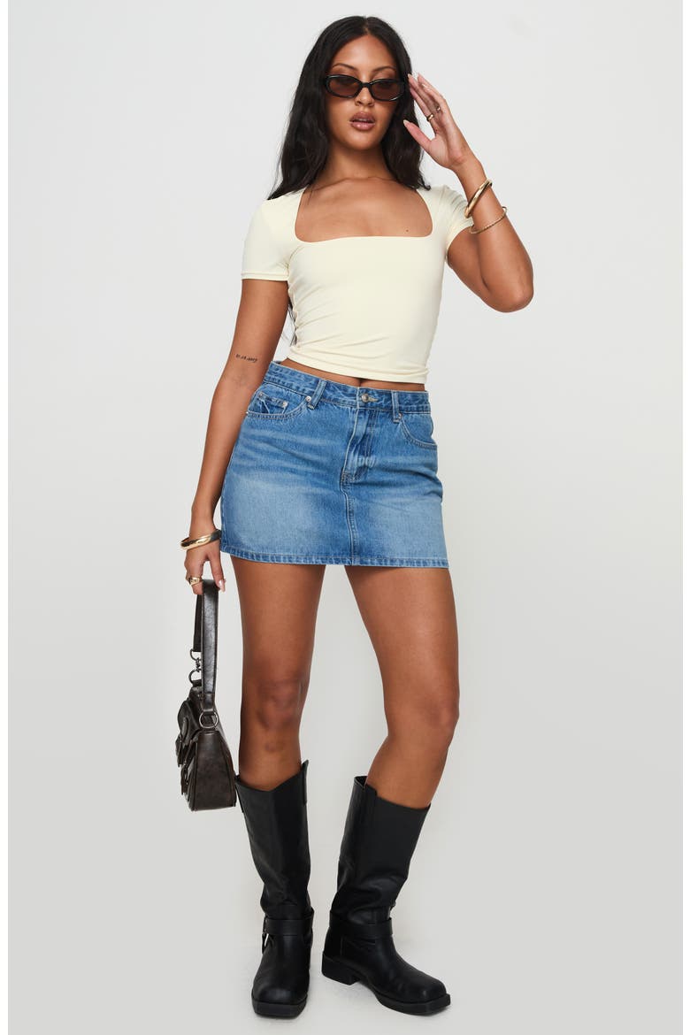 Paulette Denim Miniskirt, Alternate, color, BLUE