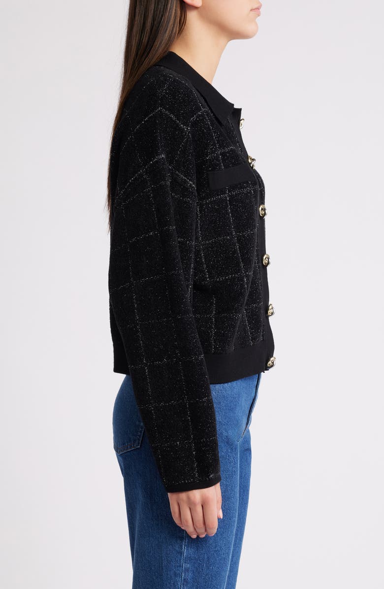 BOSS Fironia Metallic Plaid Jacket, Alternate, color, Black Lurex Plaid