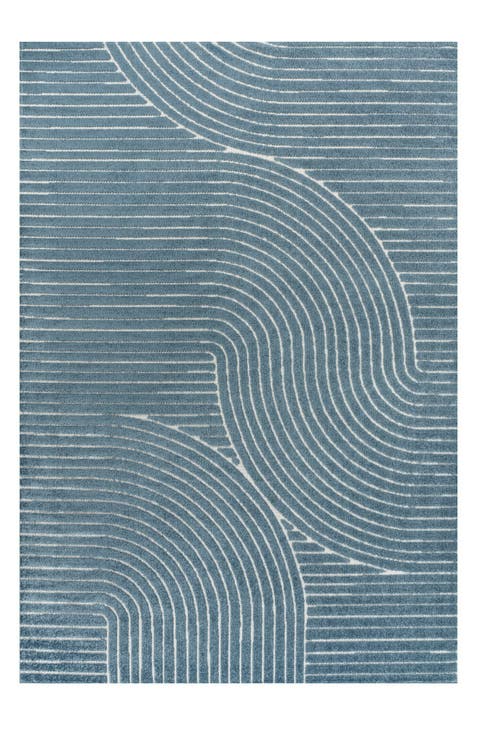 Hallie High-Low Minimalist Curve Geometric Indoor/Outdoor Area Rug