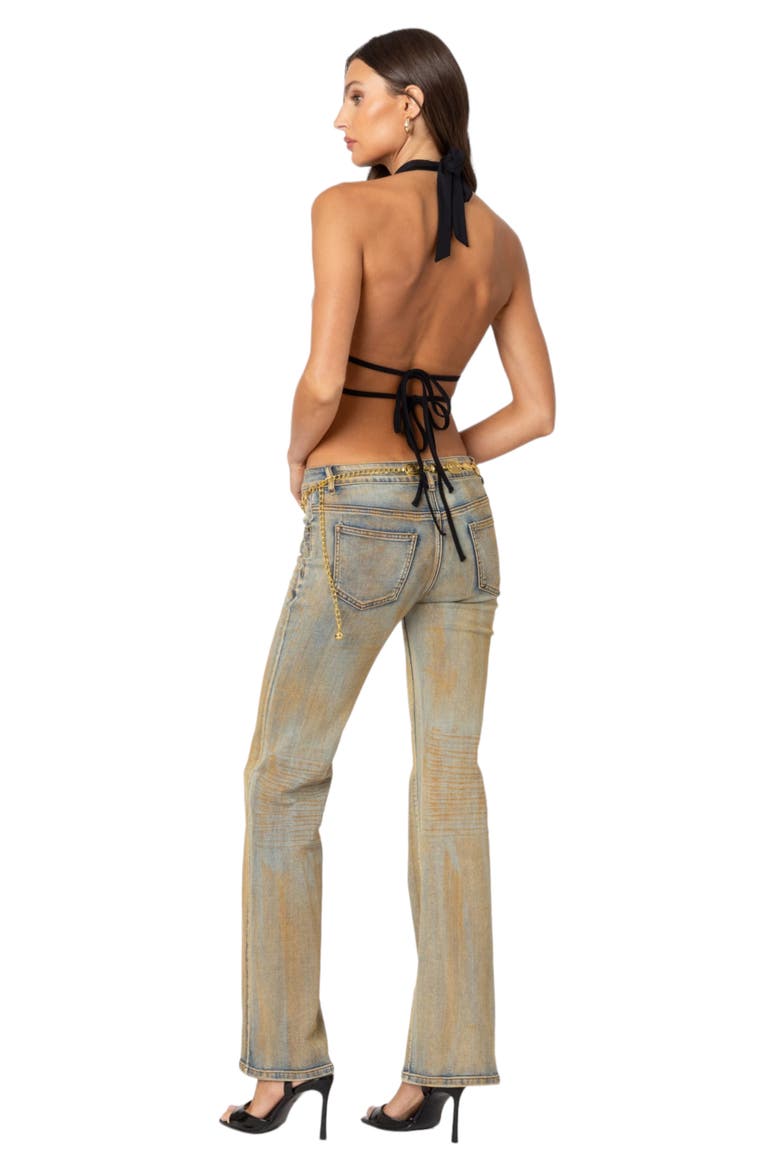 Luma Split Front Open Back Halter Top, Alternate, color, BLACK