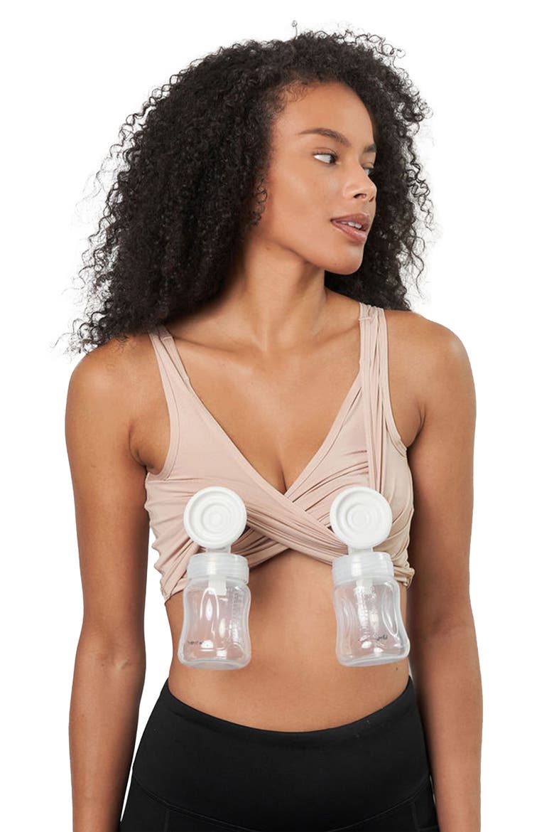 X Maternity, Nursing + Hands - Free Pumping Bra, Alternate, color, SAND