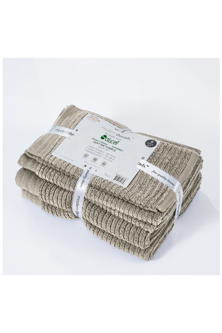 Soft Rib Quick Dry 6-Piece Towel Set, Alternate, color, CHARCOAL