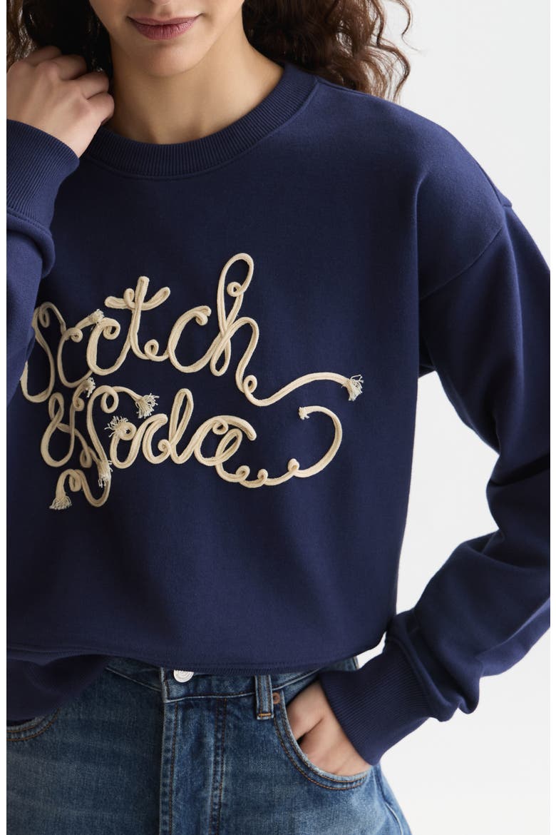 Ribbon Embroidered Logo Sweatshirt, Alternate, color, PEACOAT