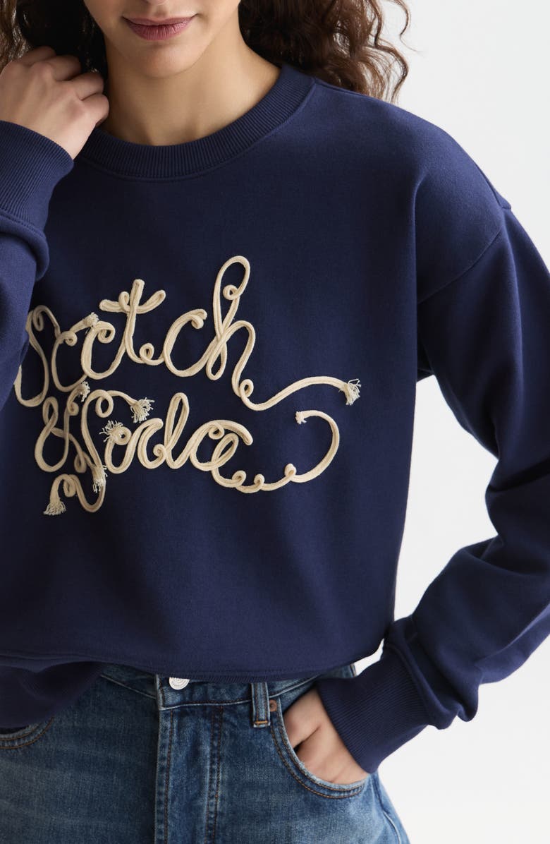 Scotch & Soda Ribbon Embroidered Logo Sweatshirt, Alternate, color, Peacoat