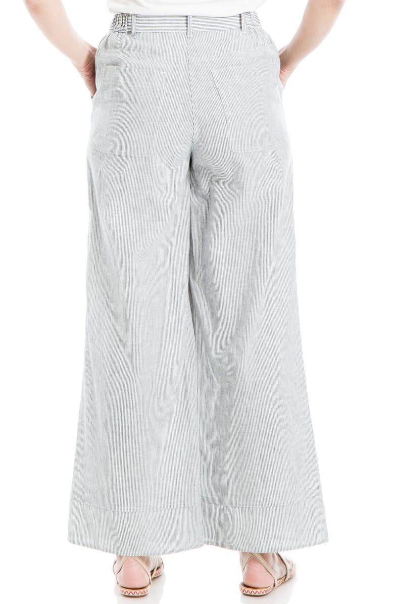 MAX STUDIO Stripe High Waist Wide Leg Linen Blend Pants, Alternate, color, 