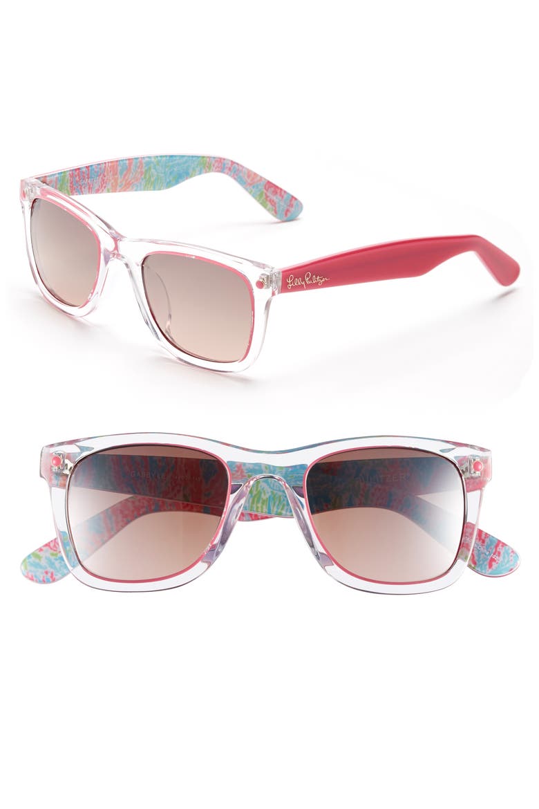 'Gabby' 49mm Retro Sunglasses, Alternate, color, CRYSTAL/ HIBISCUS