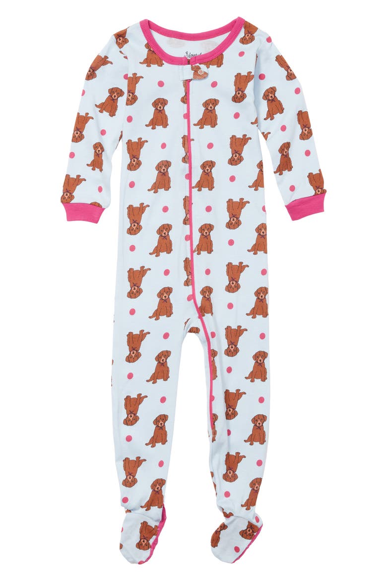 Footed Cotton Pajamas Matching Family Coordinated Animal Prints, Main, color, PINK