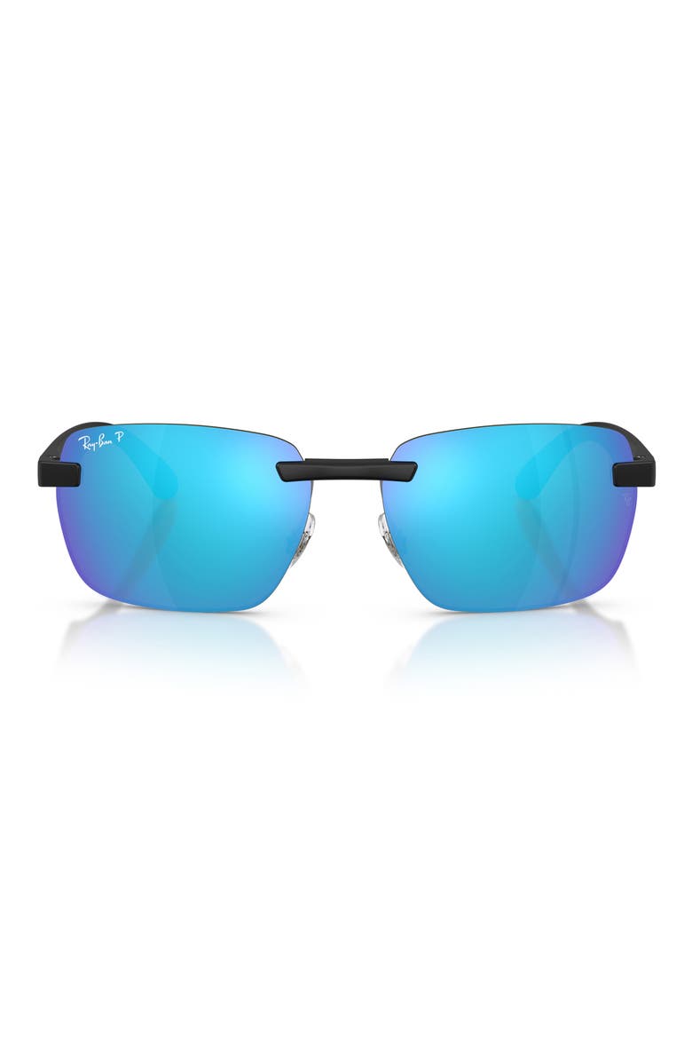 59mm Polarized Rimless Sunglasses, Main, color, SAND BLACK / POLAR GREEN