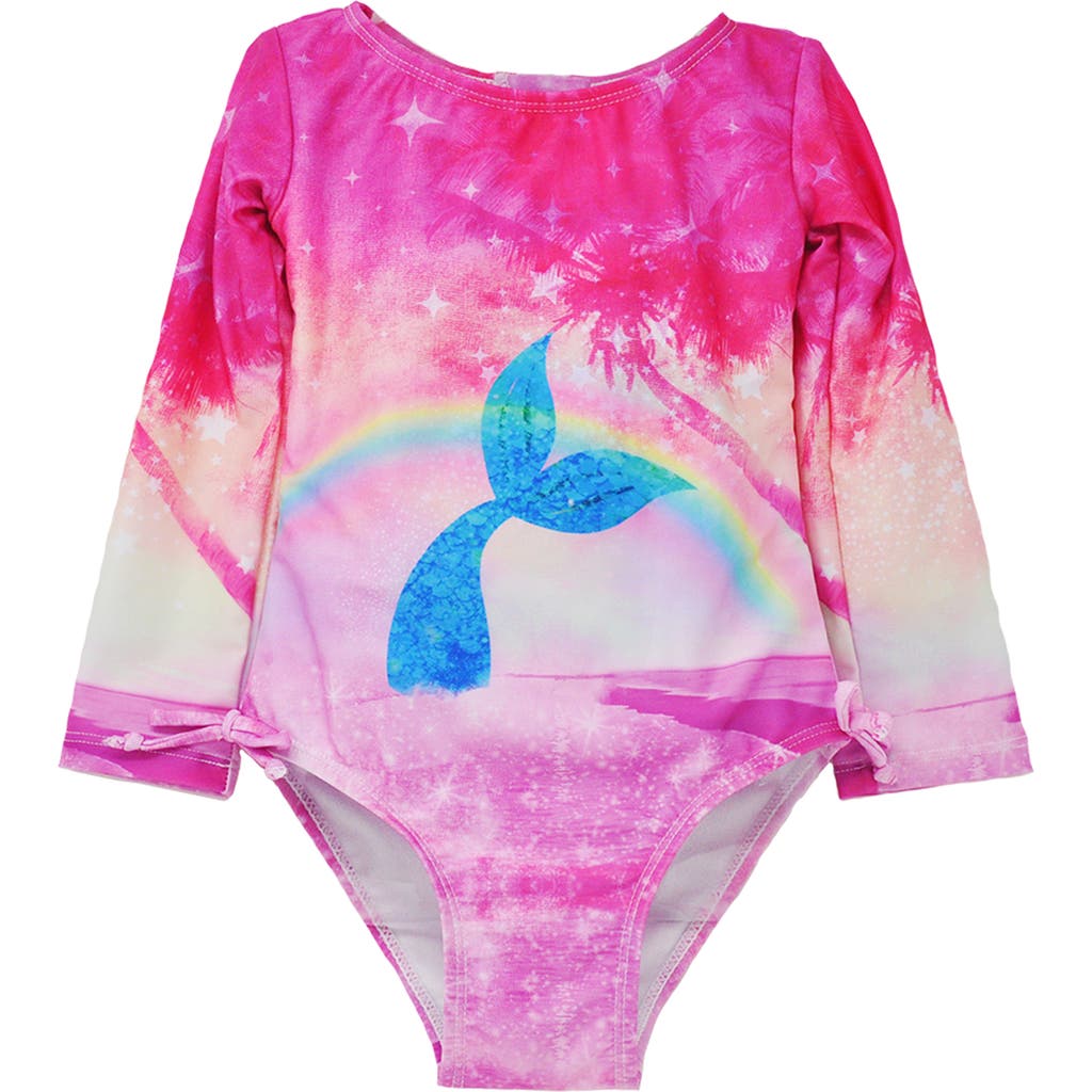 Flap Happy Girl's Upf 50+ Charlie Long Sleeverash Guard Swimsuit In Rainbow Splash