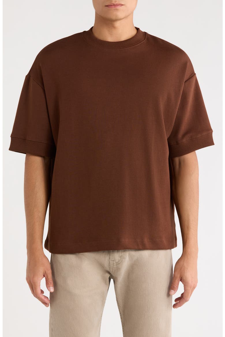 Heavyweight Knit T-Shirt, Main, color, BROWN