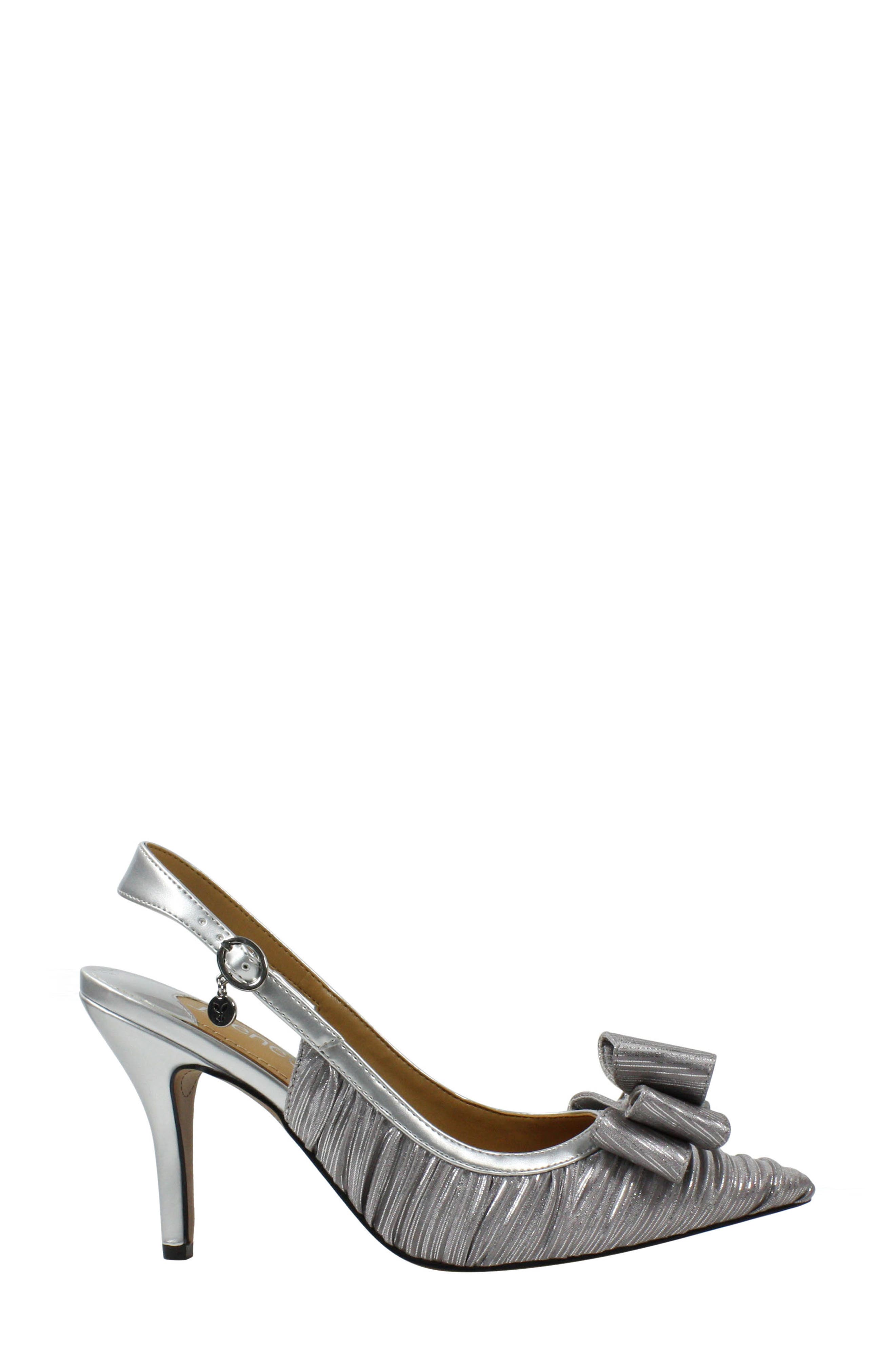 Charise Bow Pointed Toe Slingback Pump, Alternate, color, SILVER FABRIC