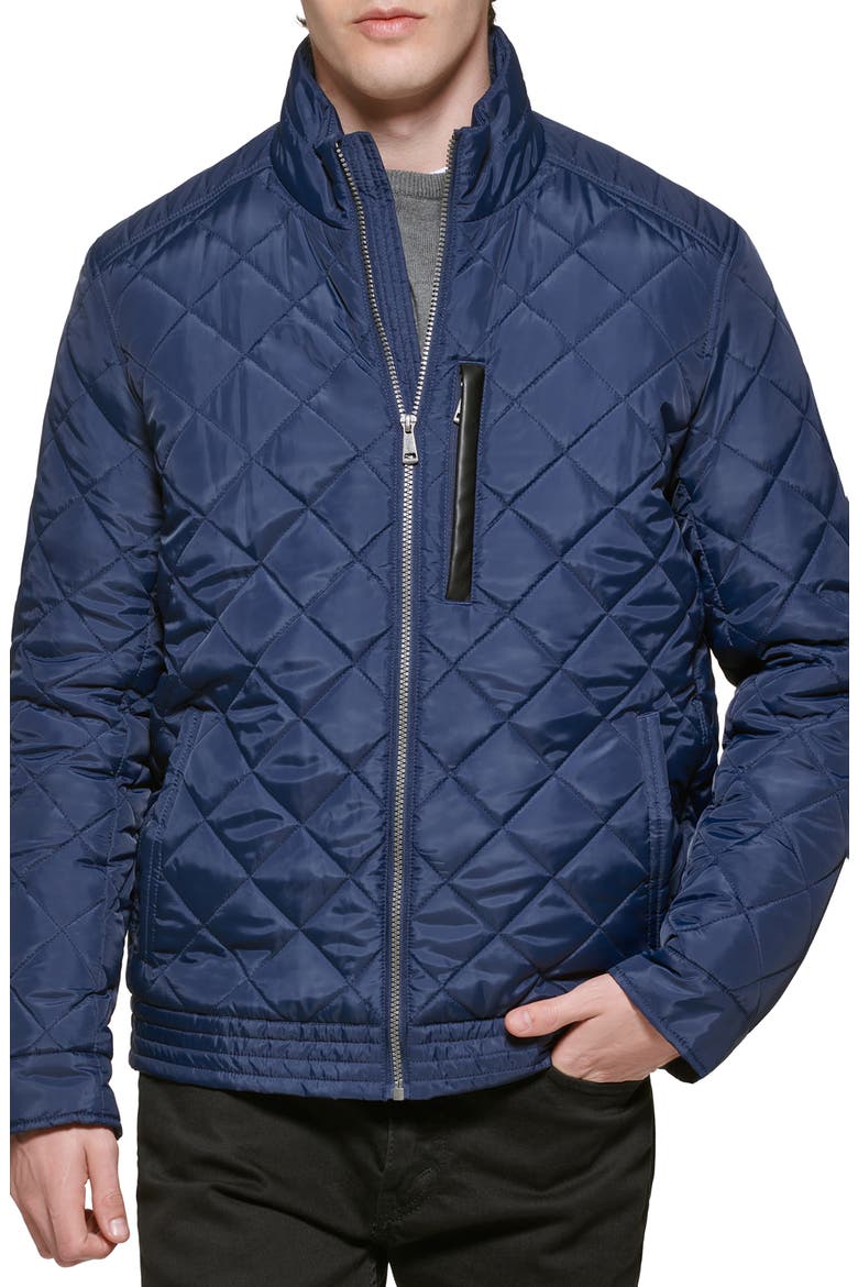Signature Quilted Jacket, Main, color, NAVY