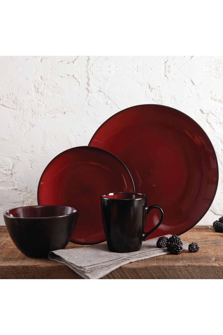 Round 16-Piece Dinnerware Set, Burgundy, Alternate, color, Red