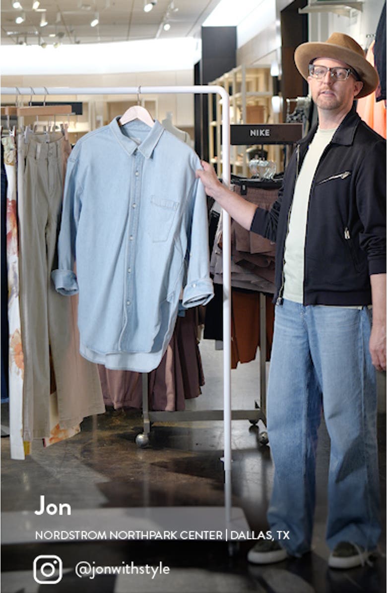 Kayla Oversize Chambray Button-Up Shirt, sales video thumbnail