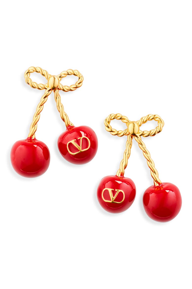 Chez Valentino Cherryfic Drop Earrings, Main, color, ANTIQUE BRASS/ ROSSO