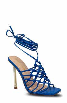 CHASE AND CHLOE Caged Ankle Tie Sandal