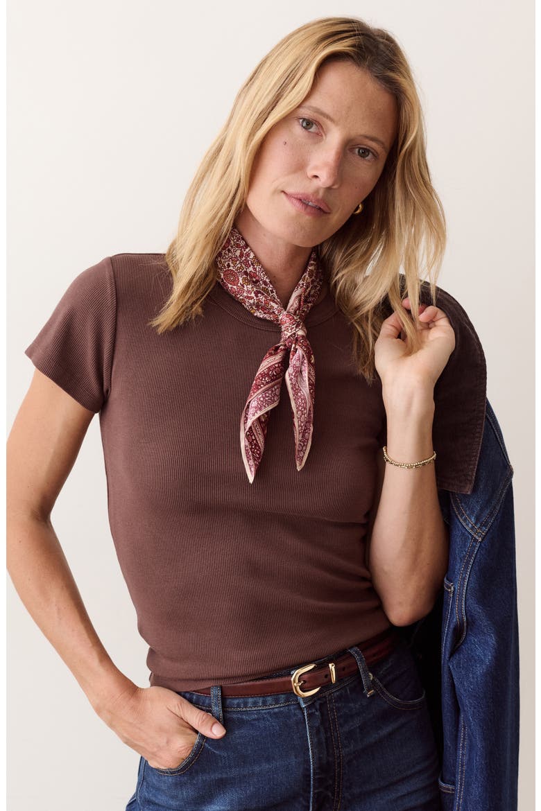 Lexi Rib Crewneck T-Shirt, Alternate, color, CHOCOLATE