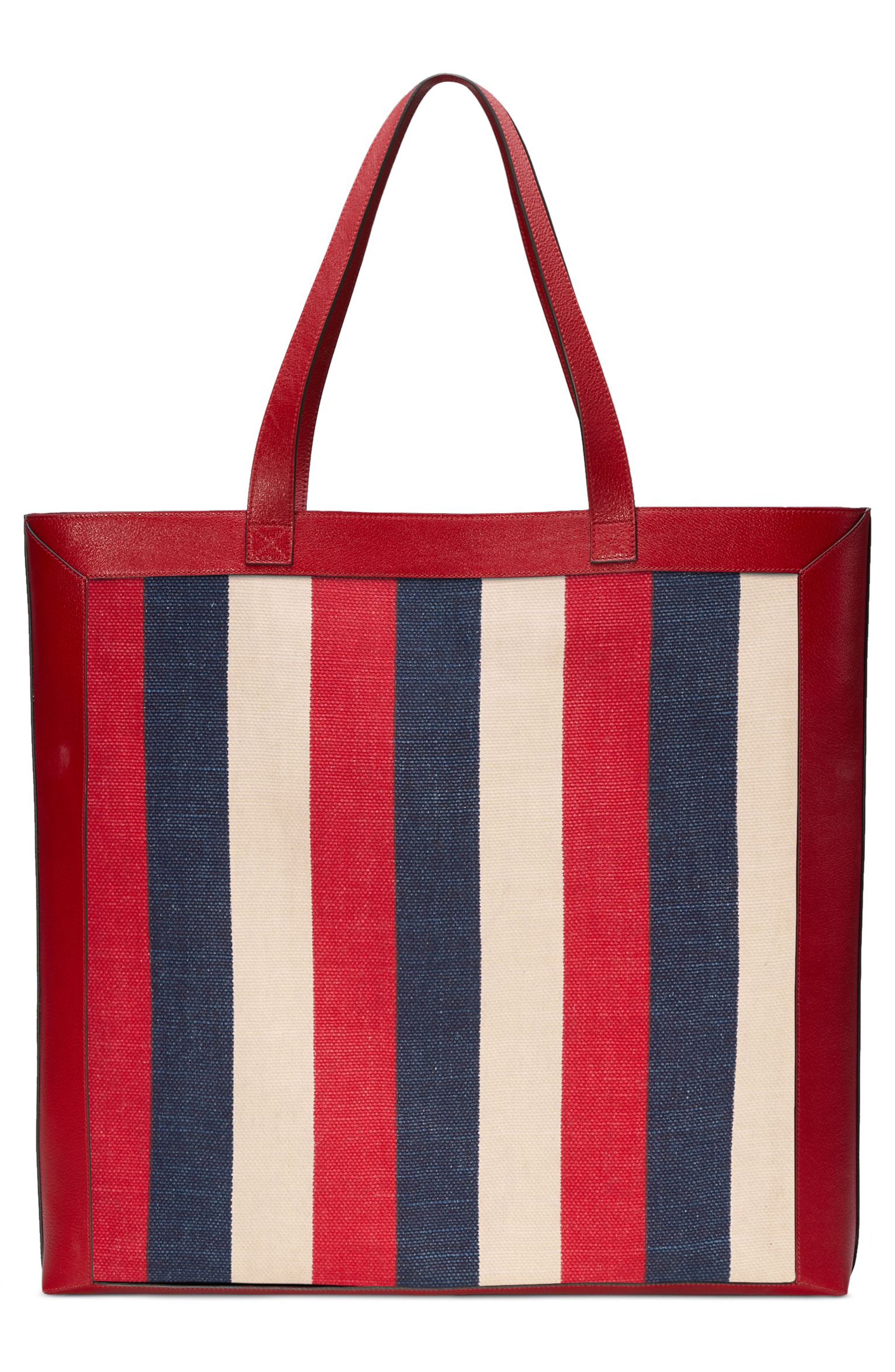 Gucci Stripe Canvas Tote, Alternate, color, 