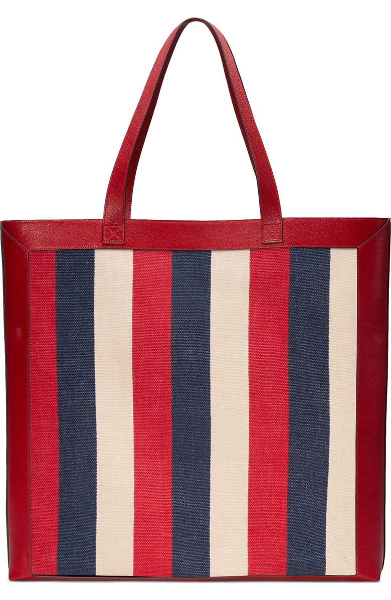 Gucci Stripe Canvas Tote, Alternate, color,