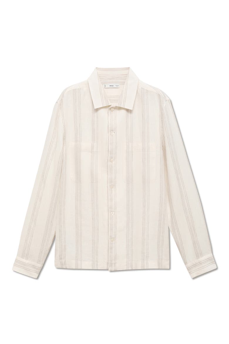 Stripe Linen Overshirt, Alternate, color, OFF WHITE