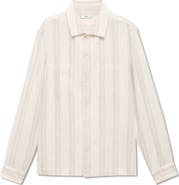 MANGO Stripe Linen Overshirt