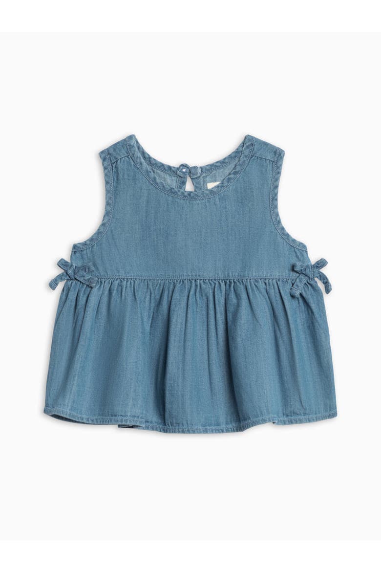 Organic Lana Chambray Ruffle and Bow Tank, Main, color, Chambray