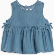 KENDI by Colored Organics Organic Lana Chambray Ruffle and Bow Tank