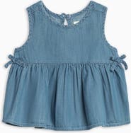 KENDI by Colored Organics Organic Lana Chambray Ruffle and Bow Tank