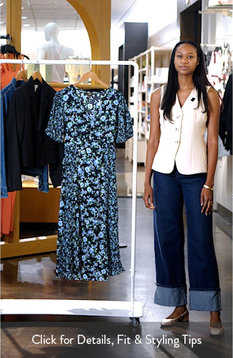 Floral Print Puff Sleeve Midi Dress, sales video thumbnail