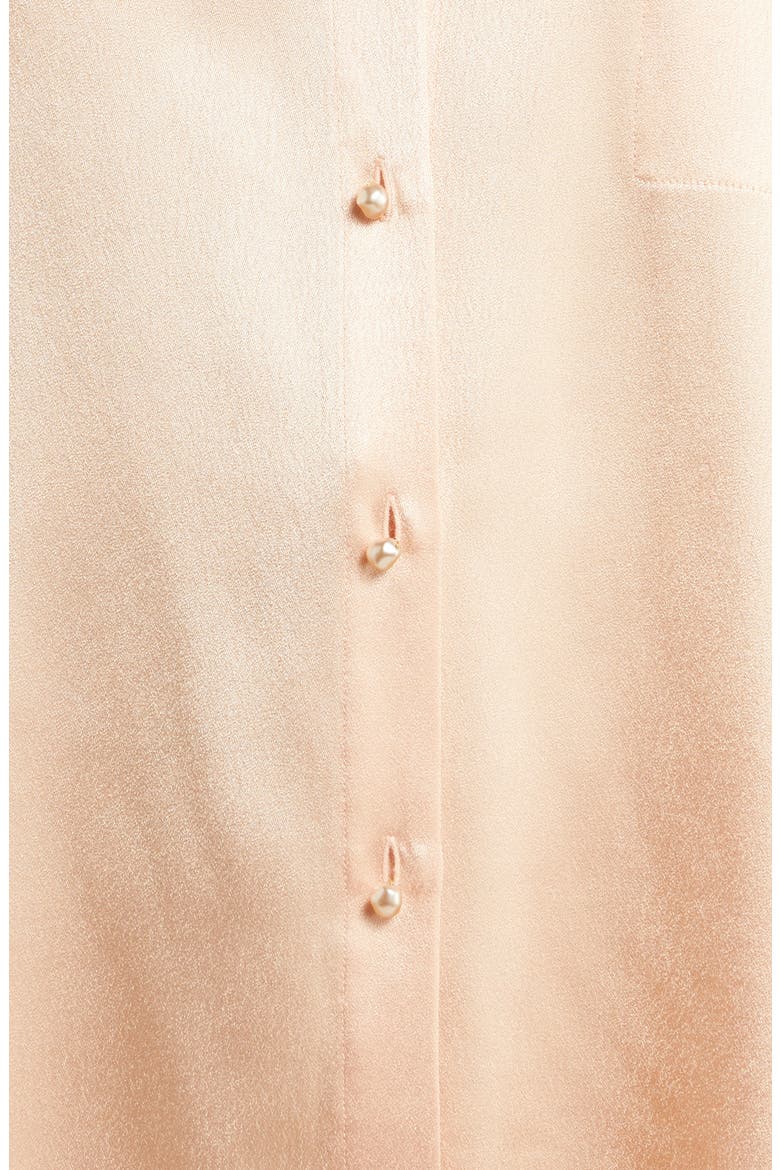 Relaxed Band Collar Button-Up Shirt, Alternate, color, PEACH OPAL