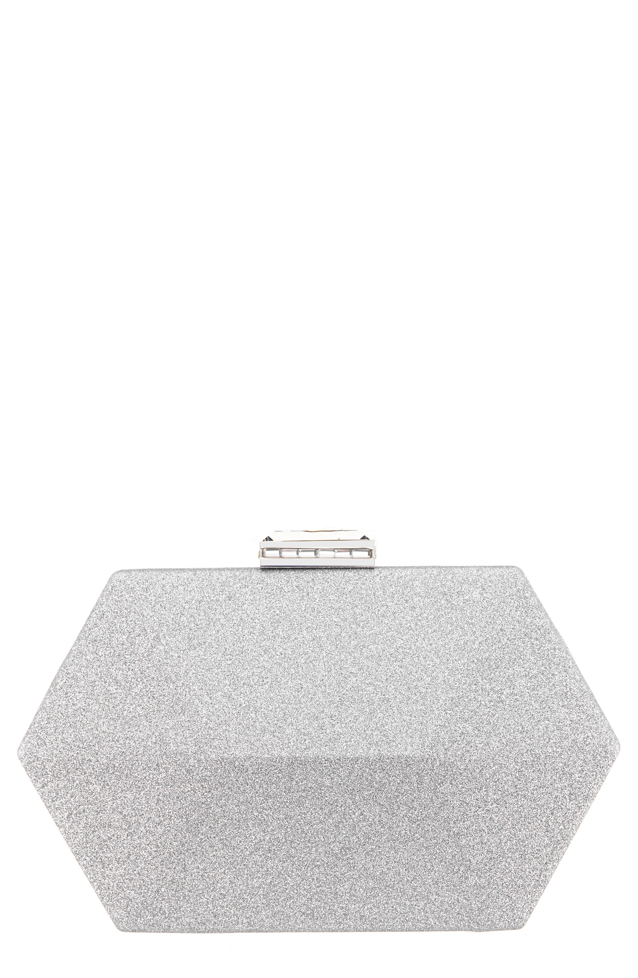 Nina Geometric Minaudiere, Main, color, Silver
