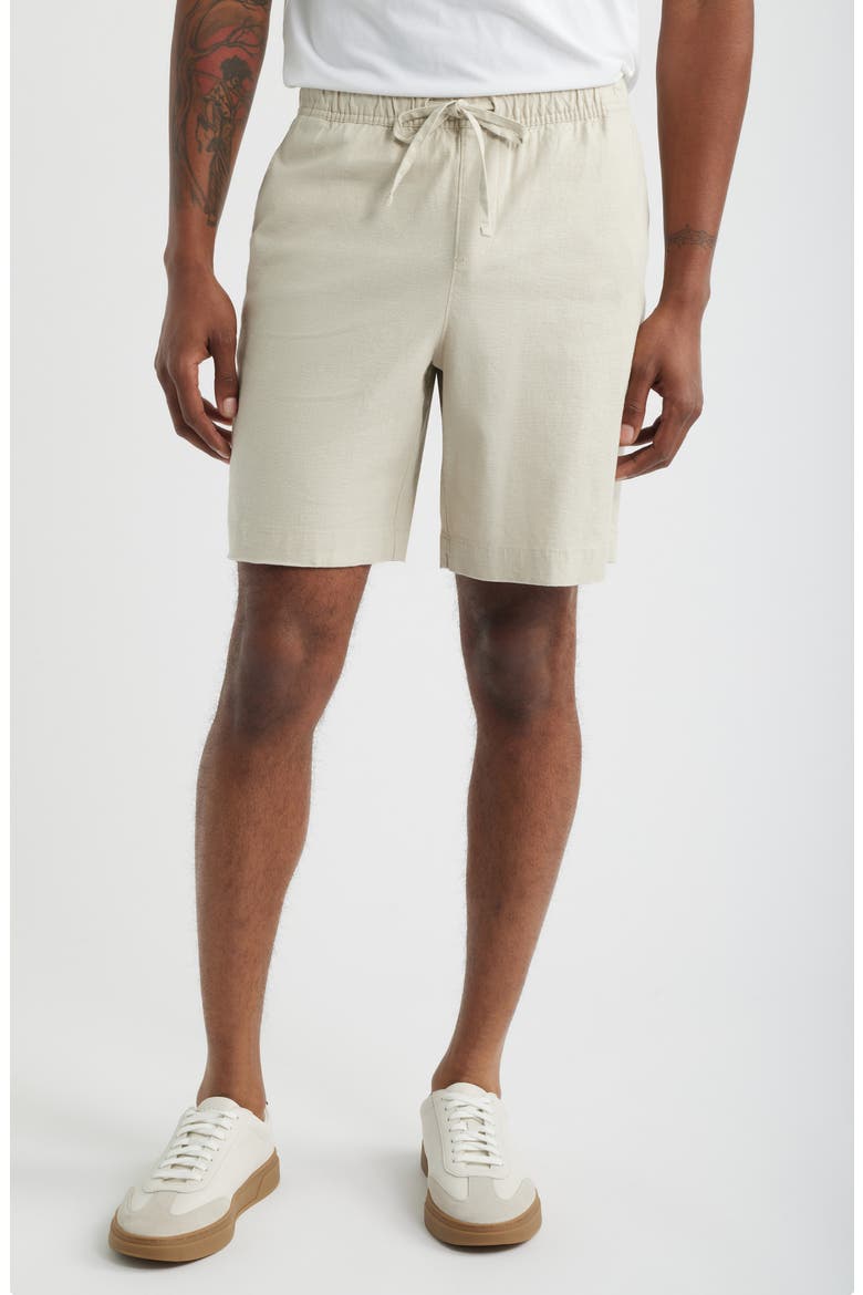 Linen Blend Shorts, Main, color, BEIGE BIRCH