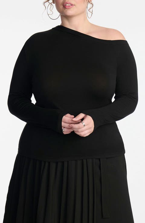 One-Shoulder Knit Top (Plus)