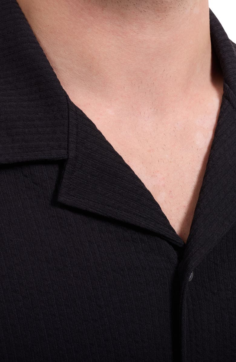 Bugatchi Seersucker Camp Shirt, Alternate, color, Black