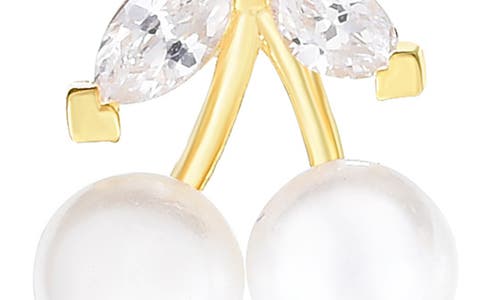 Sphera Milano Freshwater Pearl & Cubic Zirconia Cherry Stud Earrings In Gold
