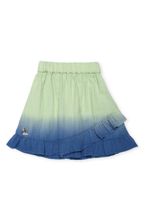The Sunday Collective Kids' Sunday Ombré Organic Cotton Crossover Skirt In Open Green