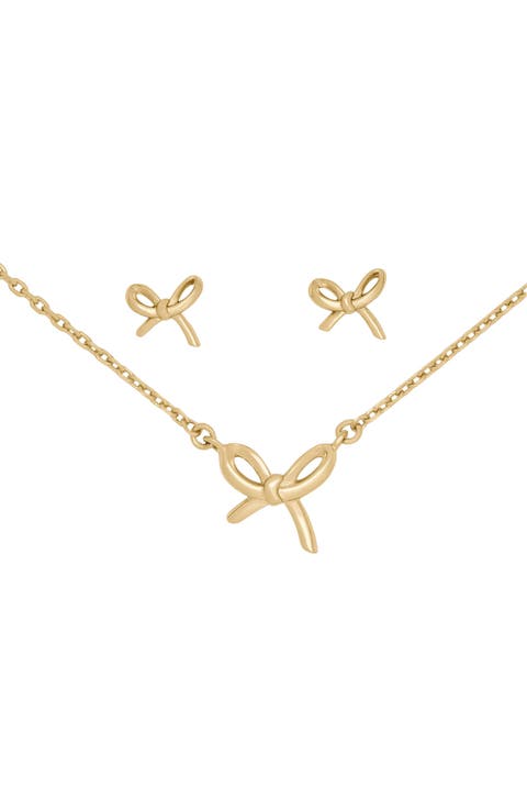 Mini Bow Pendant Necklace & Earrings Set