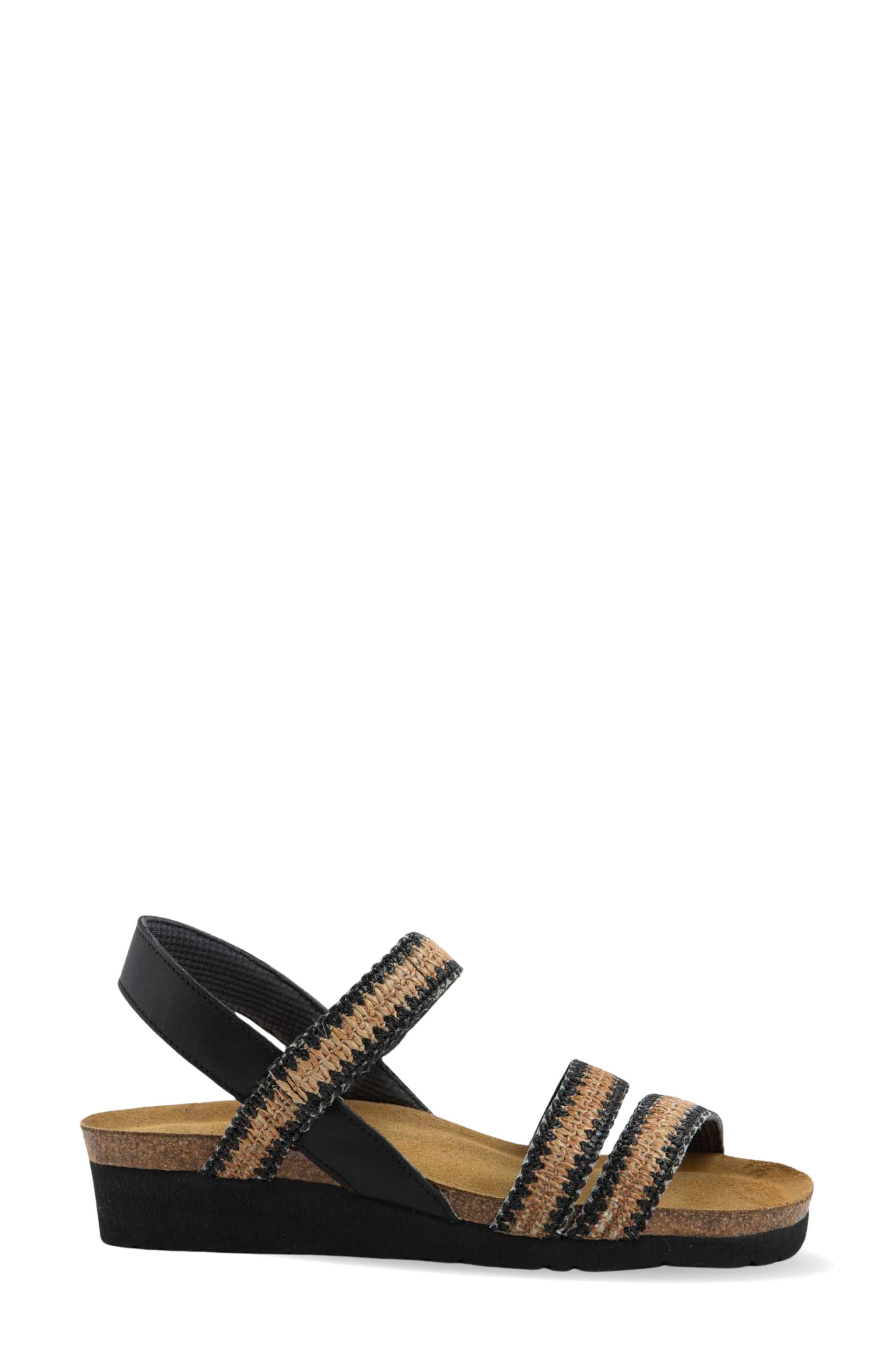 Naot 'Kayla' Sandal, Alternate, color, Jet Black Leather/ Raffia